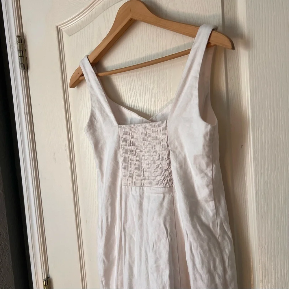 Anthropologie Sleeveless Square Neck Linen Button Wrap Midi Dress, XS - Picture 5 of 14